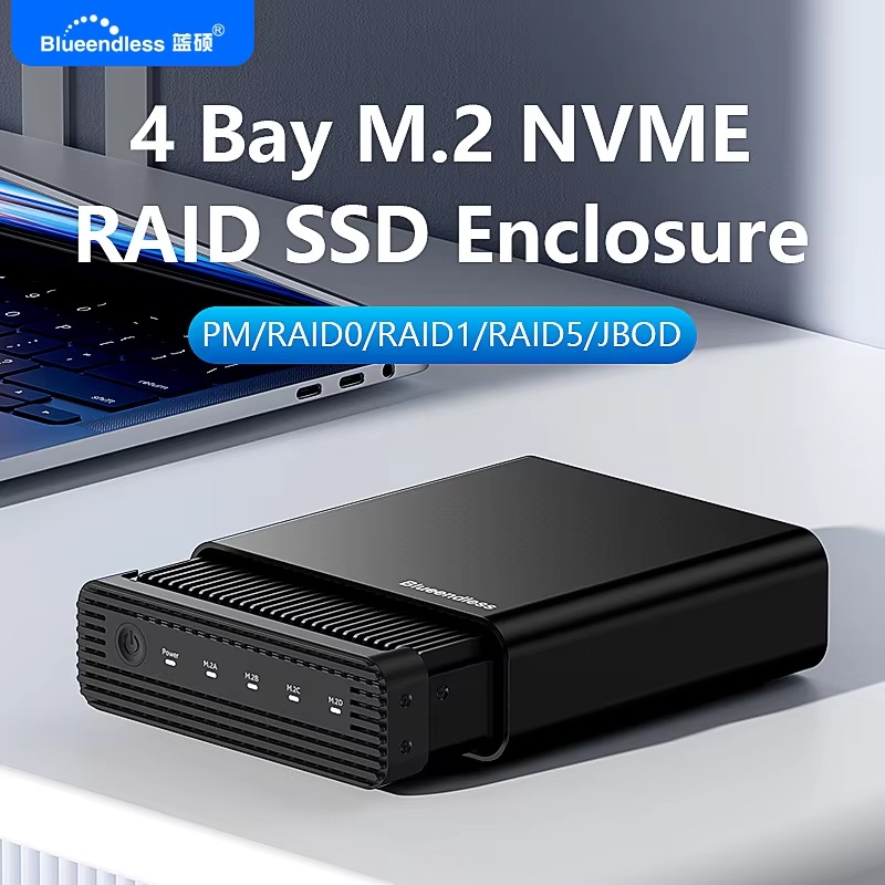 Aluminum M2 4-Bay USB4 Externa - Case Fans recension och pris